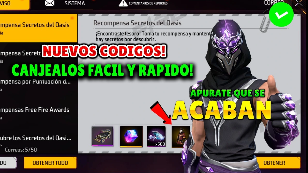 Codigos actuales Free Fire